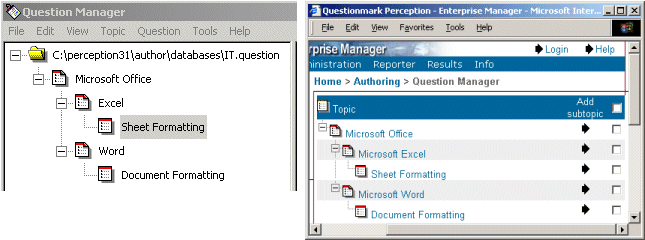 Topic hierarchy in Question Manager